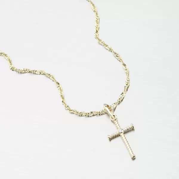 Přívěsek žluté zlato 585 kříž DZF4197-ZL-ZIR