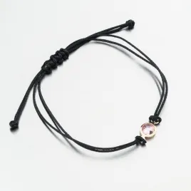 Náramek žluté zlato 585 šňůrkový s přívěskem LT14-014-ZL-PINK