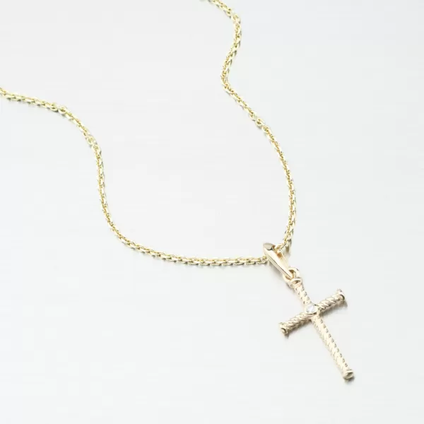 Přívěsek žluté zlato 585 kříž DZF4197-ZL-ZIR