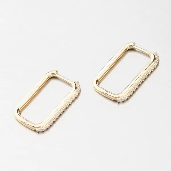 Dámské náušnice žluté zlato 585 hranaté se zirkony 12R-735