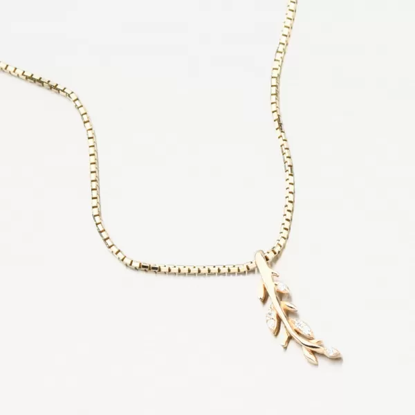 Dámský přívěsek žluté zlato 585 zirkon větvička 13R-421