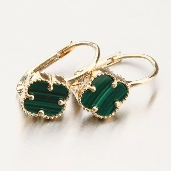 Dámské náušnice žluté zlato 585 s malachitem 12R-766