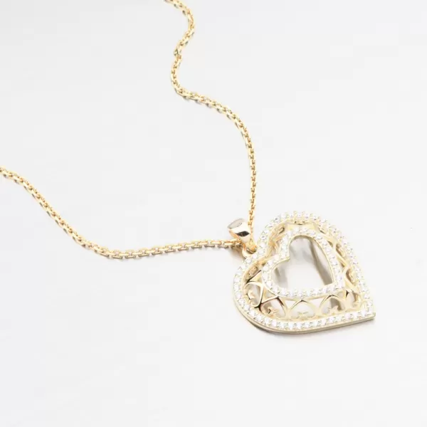 Dámský přívěsek stříbro 925 zirkon zlacené srdce PKL-3168