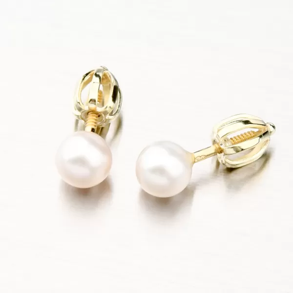 Zlaté náušnice pecky s perlou 52GZ-3005Z-SR