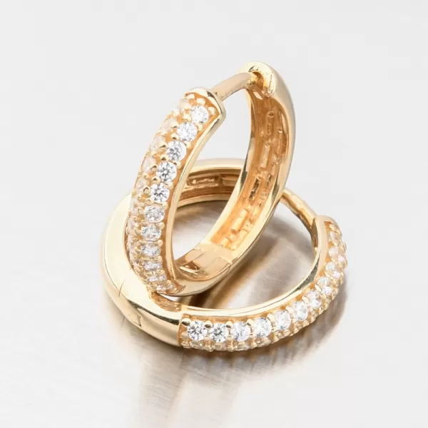 Dámské náušnice žluté zlato 585 zirkon kruhy 12R-733