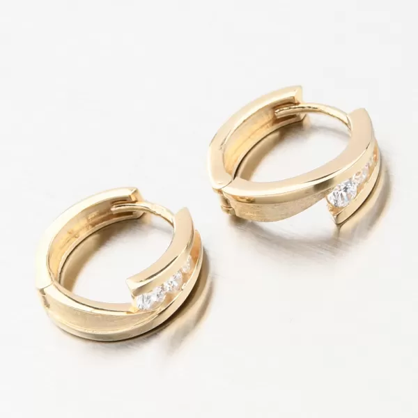 Dámské náušničky žluté zlato 585 kroužky se zirkony DZ1794-ZL-ZIR