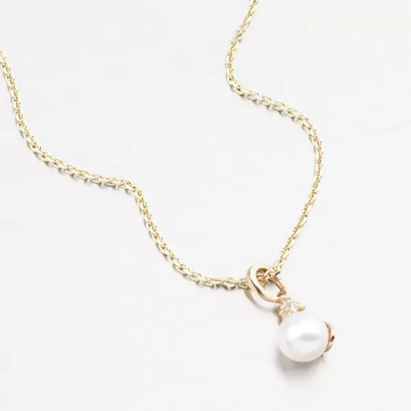 Dámský přívěsek žluté zlato 585 perly a se zirkony 53GZ-2235-ZL