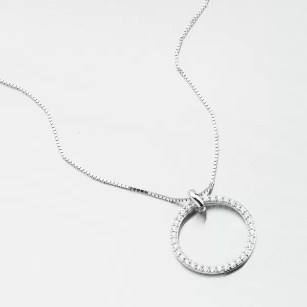 Dámský přívěsek bílé zlato 585 zirkon kruh DZF3775-B-ZIR