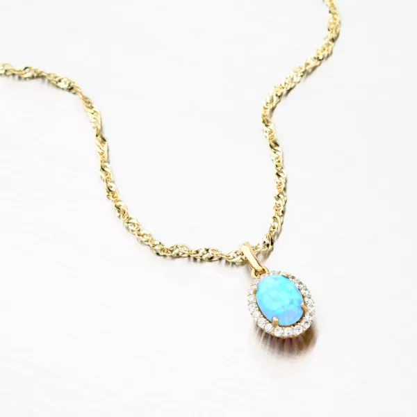 Zlatý přívěsek s modrým opálem 522P-130510-49