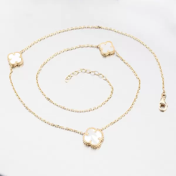 Dámský náhrdelník žluté zlato 585 čtyřlístek 15R-058