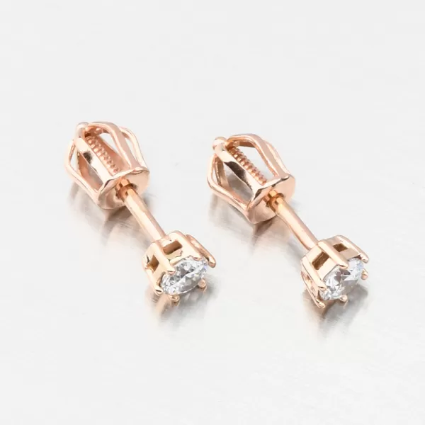 Náušnice pecky z růžového zlata se zirkonem DZF3692-CV-ZIR