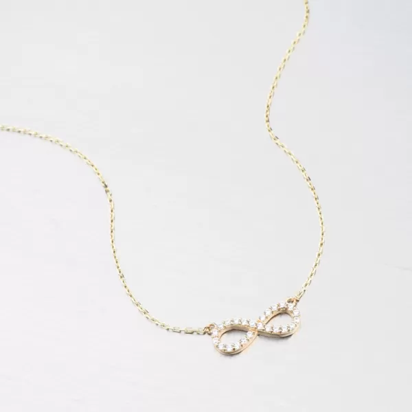 Dámský náhrdelník žluté zlato 585 zirkon nekonečno 15R-064