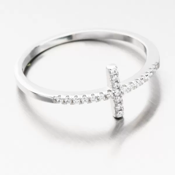 Stříbrný prsten s křížkem se zirkony GST-11359