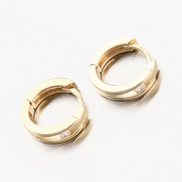 Dámské náušničky žluté zlato 585 kroužky se zirkonem DZ2023-ZL-ZIR