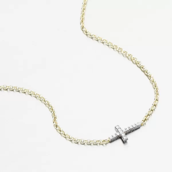 Dámský náramek žluté zlato 585 zirkon křížkem DZF5832-ZLB-ZIR