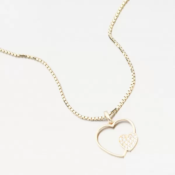 Zlatý přívěsek srdce se zirkony 13R-420