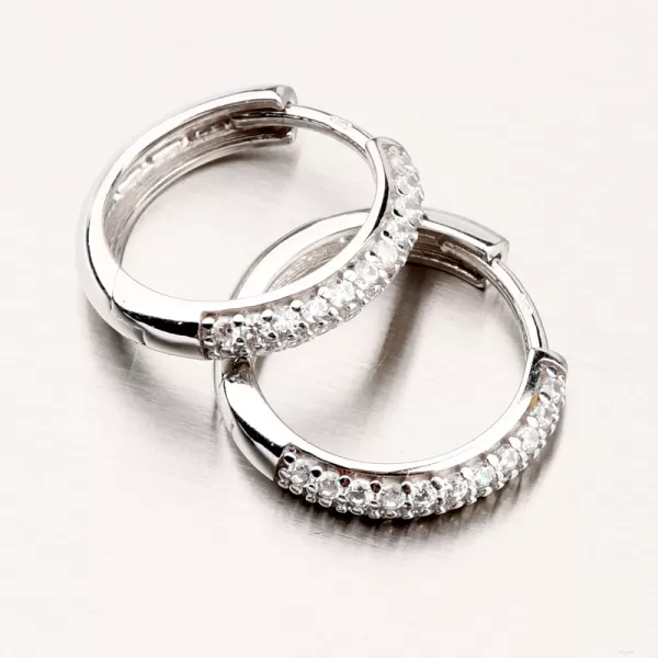Dámské náušnice bílé zlato 585 kruhy se zirkony 12R-757