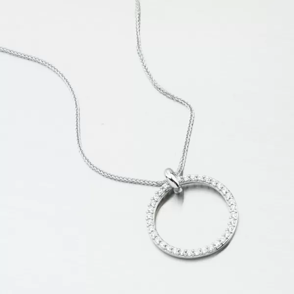 Dámský přívěsek bílé zlato 585 zirkon kruh DZF3775-B-ZIR