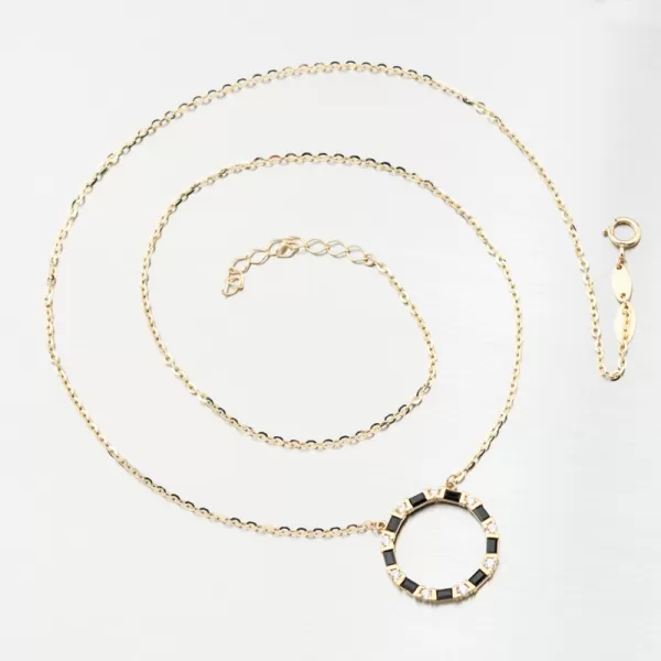 Zlatý náhrdelník se zirkony 144P-151705-Black