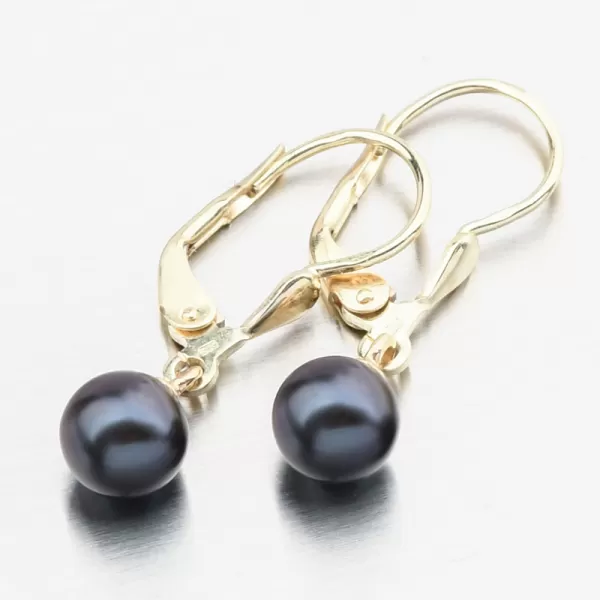 Zlaté náušnice s černou perlou 52GZ-3016-ZL-KL-Black