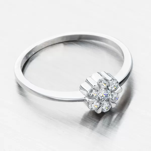 Prsten z bílého zlata kytička se zirkony 51GZ-8050-B-ZIR