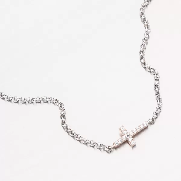 Dámský náramek bílé zlato 585 zirkon křížkem DZF5832-BCV-ZIR