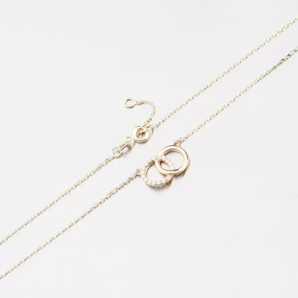 Dámský náhrdelník žluté zlato 585 zirkon 15R-060