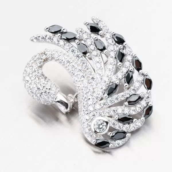 Dámský přívěsek stříbro 925 zirkon brož labuť s černé kameny PKL-6015