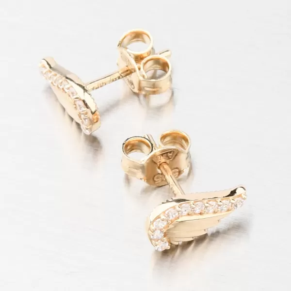 Zlaté náušnice pecky andělská křídla se zirkony GCA12-009