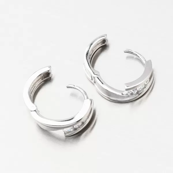 Dámské náušničky bílé zlato 585 kroužky se zirkony DZ1794-B-ZIR