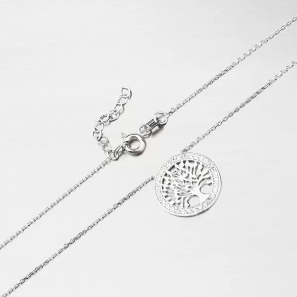 Náhrdelník z bílého zlata strom života se zirkony 55GZ-5021-B