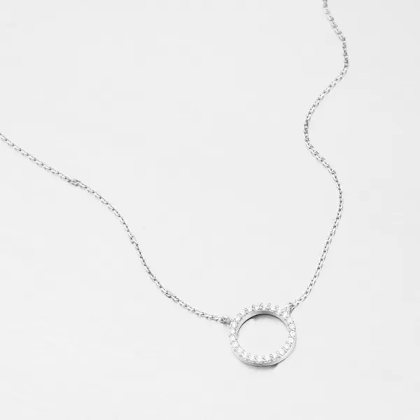 Dámský náhrdelník bílé zlato 585 zirkon DZF4369-B-ZIR