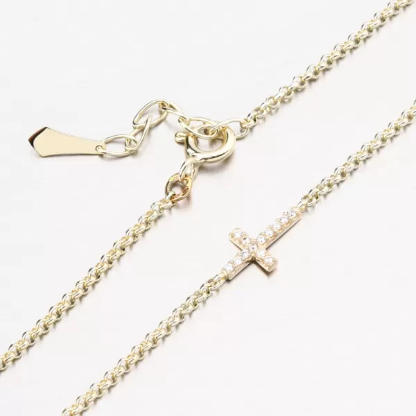 Dámský náramek žluté zlato 585 zirkon křížkem DZF5832-ZL-ZIR