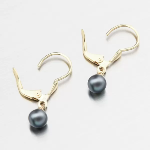 Dámské náušnice žluté zlato 585 perly s černá 52GZ-3015-ZL-KL-Black