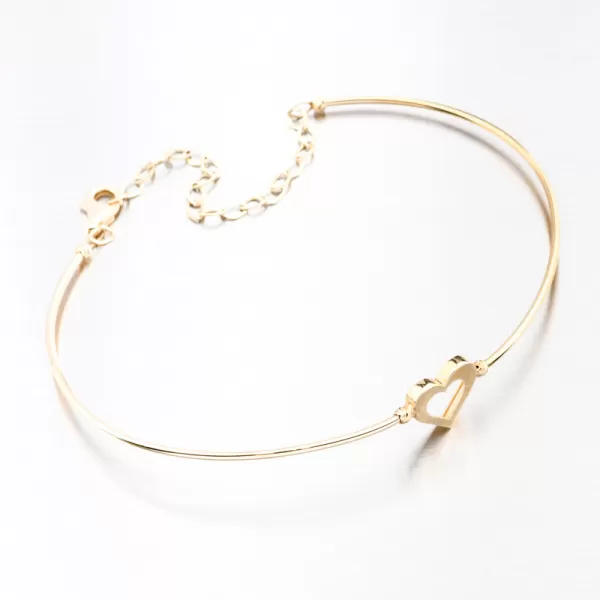 Zlatý pevný náramek se srdcem 225P-142069