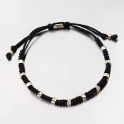 Náramek černý provázkový s válečky 74-5199ZL-Black
