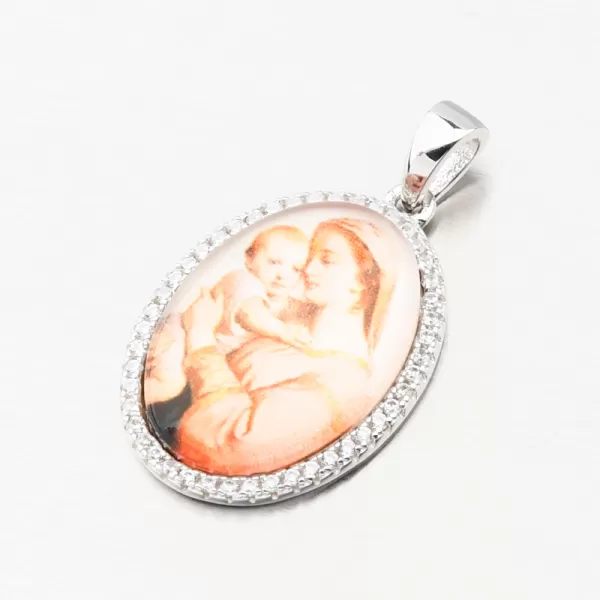 Stříbrný přívěsek Madonka se zirkony PKL-3137