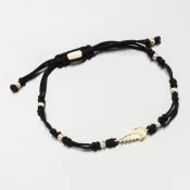 Náramek černý provázkový s andělským křídlem 74-5190ZL-Black
