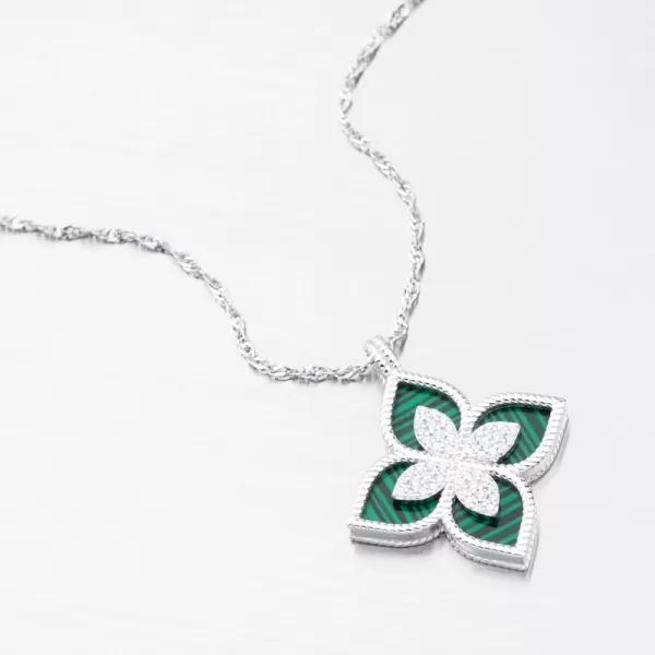 Stříbrný přívěsek květina se zirkony PKL-3133