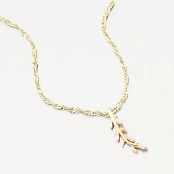 Dámský přívěsek žluté zlato 585 zirkon větvička 13R-421