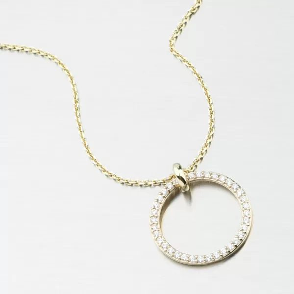 Dámský přívěsek zirkon žluté zlato DZF3775-ZL-ZIR