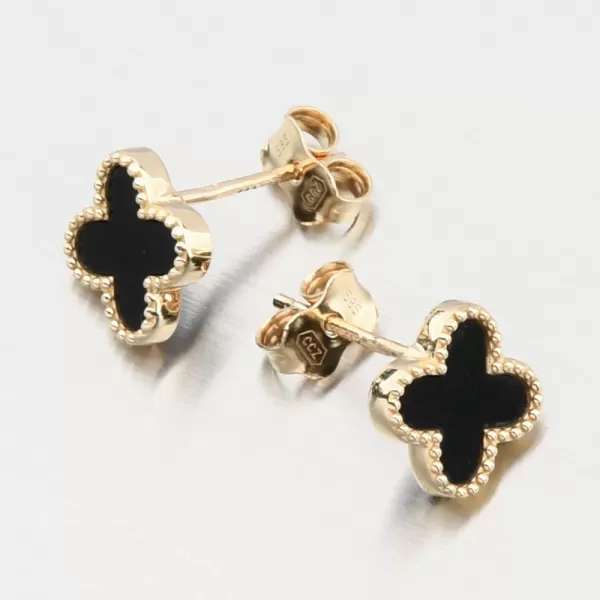 Dámské náušnice žluté zlato 585 čtyřlístky 12R-747