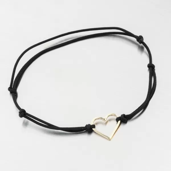 Náramek černý provázkový se srdcem 74-5187ZL-Black