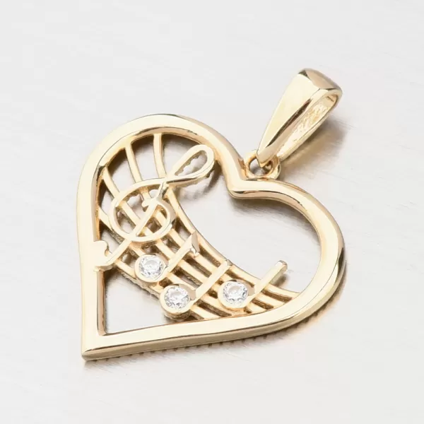 Přívěsek srdce a noty zlato 585 GCA13-015