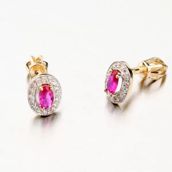 Zlaté náušnice s rubínem a se zirkony 52GZ-8049ZL-RUB-SR