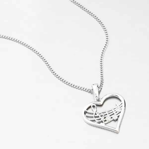 Přívěsek z bílého zlata srdce a noty GCA13-016