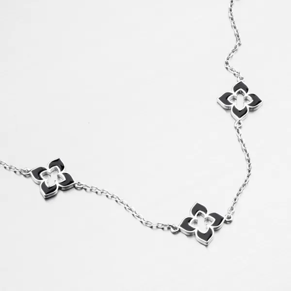 Dámský náramek stříbro 925 černou květinou PKL-4045