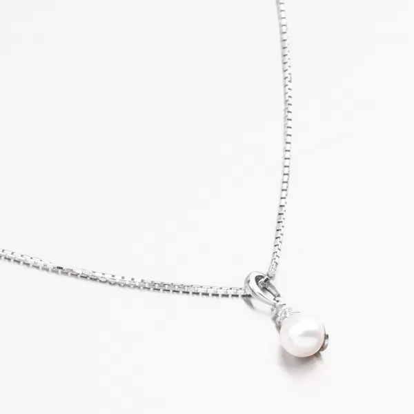 Dámský přívěsek bílé zlato 585 perly a se zirkony 53GZ-2235-B