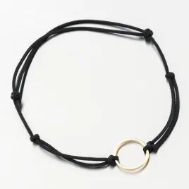 Náramek žluté zlato 585 černý provázkový 74-5186ZL-Black