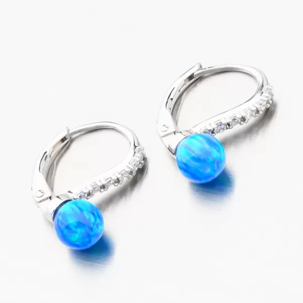 Stříbrné náušnice s modrým opálem a se zirkony PKL-2171